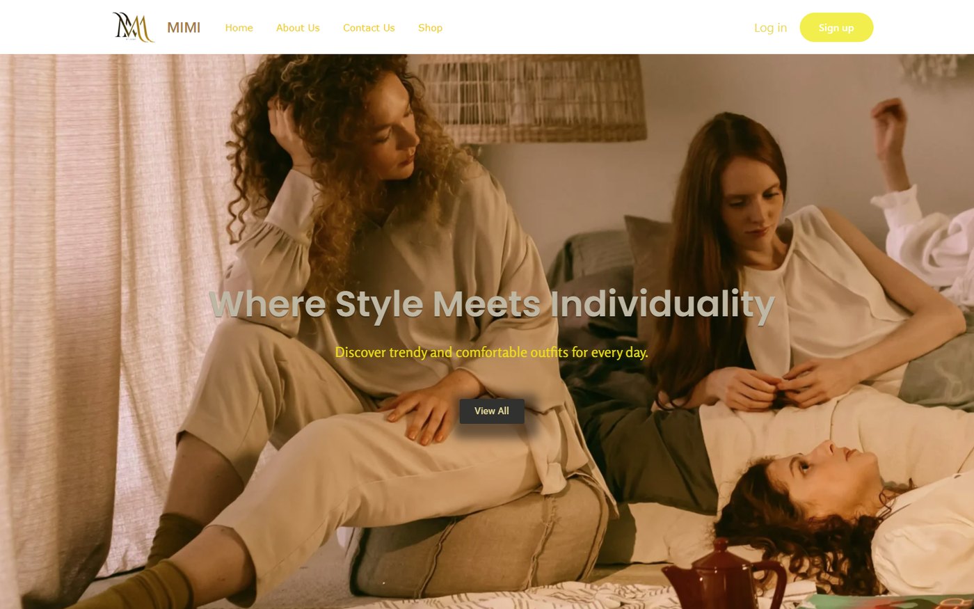 MI BY JISMY storefront homepage, built in WordPress and WooCommerce